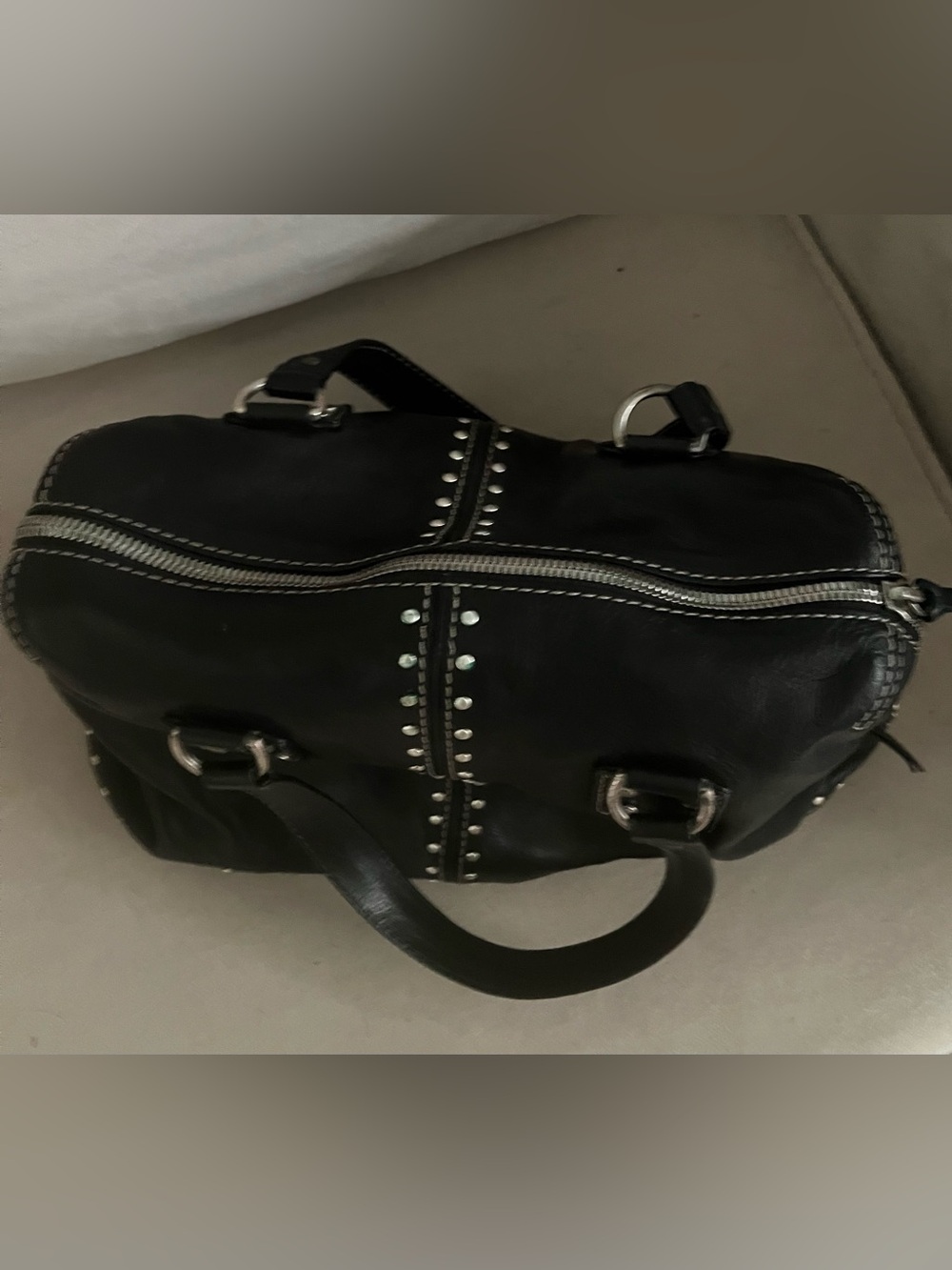 Michael Kors black leather satchel with silver detail. Pre-owned Condition-Good - Picture 2 of 8